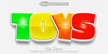Renkli Çizgi Film Oyuncakları Vektör Düzenlenebilir Metin Efekti Şablonu