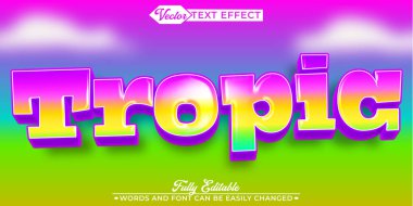 Çizgi film Renkli Tropik Vektör Düzenlenebilir Metin Efekti Şablonu