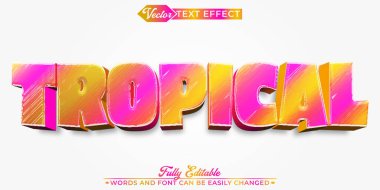 Renkli Tropikal Vektör Düzenlenebilir Metin Efekti Şablonu
