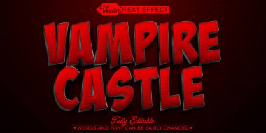 Vampir Kalesi Kırmızı Vektör Düzenlenebilir Metin Efekti Şablonu