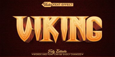 Tahta Viking Vektör Düzenlenebilir Metin Efekti Şablonu