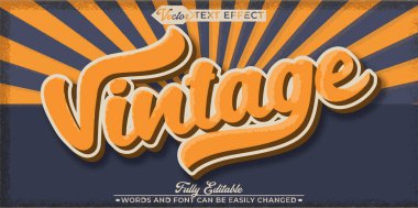 Eski Okul Turuncu Vintage Retro Eskitilmiş Vektör Düzenleme Metni Efekti