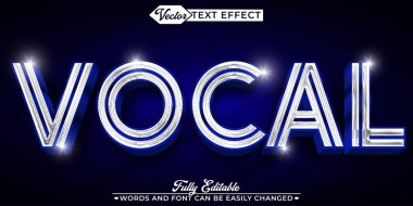 Mavi Parlak Müzik Sözcük Vektörü Düzenlenebilir Metin Efekti Şablonu