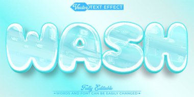 Çizgi film Mavi Yıkama Vektörü Düzenlenebilir Metin Efekti Şablonu