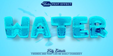 Çizgi film Mavi Su Vektörü Düzenlenebilir Metin Efekti Şablonu