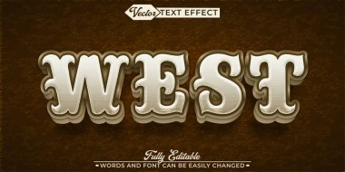 Ahşap Eskimiş Kovboy Vektör Düzenlenebilir Metin Efekti Şablonu