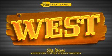 Ahşap Eskimiş Kovboy Vektör Düzenlenebilir Metin Efekti Şablonu