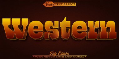 Batı Kovboyu Aranıyor Vektör Düzenlenebilir Metin Efekti Şablonu