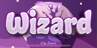 Gizemli Mor Sihirbaz Çizgi Roman Vektörü Düzenlenebilir Metin Efekti Şablonu