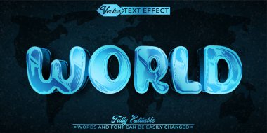 Çizgi film Dünya Vektörü Düzenlenebilir Metin Efekti Şablonu