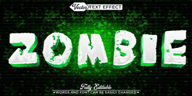 Yeşil Zombi Yaratık Vektör Düzenlenebilir Metin Efekti Şablonu