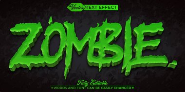 Yeşil Zombi Yaratık Vektör Düzenlenebilir Metin Efekti Şablonu