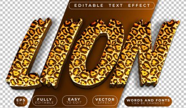 Aslan Safri Vahşi Yaşam Egzotik Tamamen Düzenlenebilir Vektör Metin Dosyası