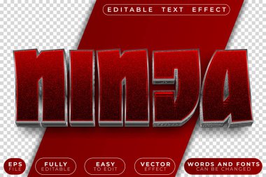 Kırmızı Ninja Savaşan Samuray Tam Düzenlenebilir Vektör Metin Dosyası
