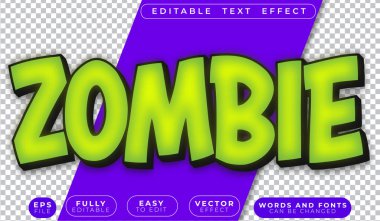 Zombi Dehşeti Yeşil Cadılar Bayramı Ürkütücü Tamamen Düzenlenebilir Vektör Metni 