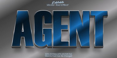 Ajan Vektör Metin Efekti Düzenlenebilir Alfabe 