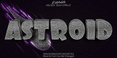 Astroid Vektör Metin Efekti Düzenlenebilir Uzay Bilimi Uçağı