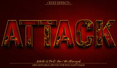 Saldırı Vektörü Metin Efekti Düzenlenebilir Alfabe Sarı Kırmızı Savaş Ağı