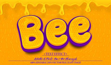Arı Vektörü Metin Efekti Düzenlenebilir Alfabe Bal Sarısı Bal Arısı B