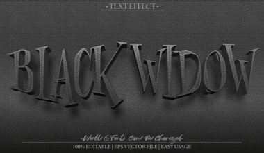  Kara Dul Vektör Metin Efekti Düzenlenebilir Alfabe Hayvan Örümceği 