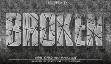 Bozuk Vektör Metin Efekti Düzenlenebilir Alfabe Çatlak Kara Çatlak Cr