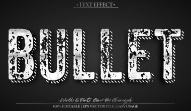 Mermi Metni Efekti Düzenlenebilir Alfabe 