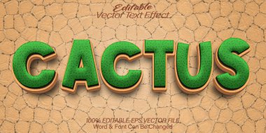 Kaktüs Vektör Metin Efekti Düzenlenebilir Alfabe Çöl Batı Arizo