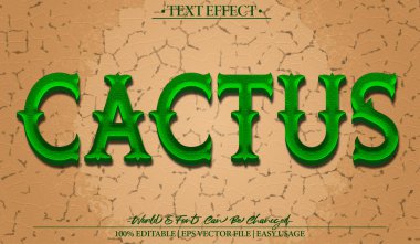 Kaktüs Vektör Metin Efekti Düzenlenebilir Alfabe Çöl Batı Arizo