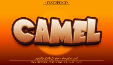 Deve Vektörü Metin Efekti Düzenlenebilir Alfabe Çöl Hayvanları Arap Wil