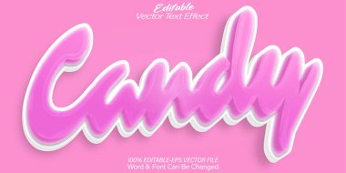 Şeker Vektörü Metin Efekti Düzenlenebilir Alfabe Lezzetli Pembe Lolipop 