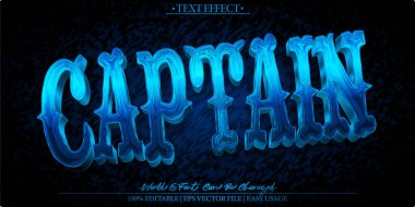 Kaptan Vektör Metin Efekti Düzenlenebilir Alfabe Denizi Denizcisi Ocean Ma