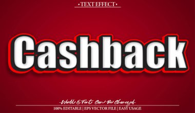  Cashback Vektör Metin Efekti Düzenlenebilir Alfabe Kırmızı Para Satın Alma Ödemesi