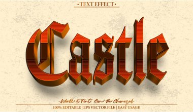 Castle Vector Metin Efekti Düzenlenebilir Alfabe Zindan Kraliyeti Pala