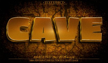 Mağara Vektörü Metin Efekti Düzenlenebilir Alfabe Taşı Tarih Öncesi