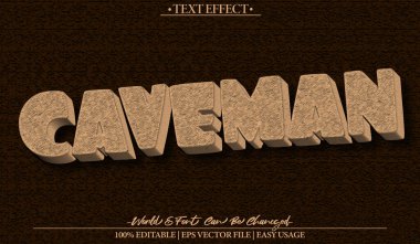 Mağara Adamı Vektörü Metin Efekti Düzenlenebilir Alfabe Taşı Tarih Öncesi