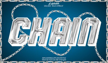 Zincir Vektörü Metin Efekti Düzenlenebilir Demir Metalik Krom S