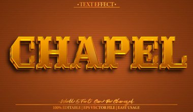 Kilise Vektörü Metin Efekti Düzenlenebilir Alfabe Kahverengi Kilise Kutsal
