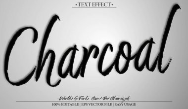 Kömür Vektörü Metin Efekti Düzenlenebilir Alfabe Siyah Endüstri Fue