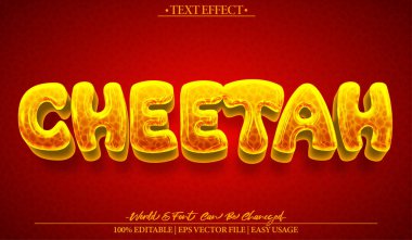 Çita Vektör Metin Efekti Düzenlenebilir Alfabe Vahşi Yaşam Safari Kedisi