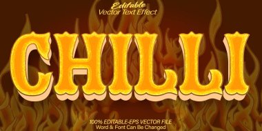 Chilli Baharatlı Vektör Metin Efekti Düzenlenebilir Alfabe Sıcak Biber Ch