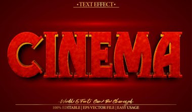 Sinema Film Vector Metin Efekti Düzenlenebilir Alfabe Film Kırmızı Sinema