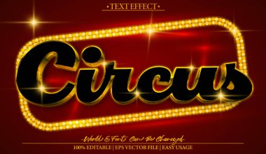 Sirk Vektörü Metin Efekti Düzenlenebilir Turuncu Çizgi Roman Efekti