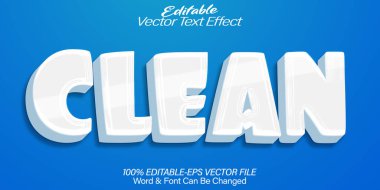Temiz Vektör Metin Efekti Düzenlenebilir Alfabe Mavi Yumuşak Temizleme