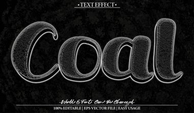  Kömür Vektörü Metin Efekti Düzenlenebilir Kara Mayın Kayası Alfabesi