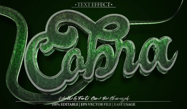 Kobra Vektör Metin Efekti Düzenlenebilir Yeşil Sürüngen Python 