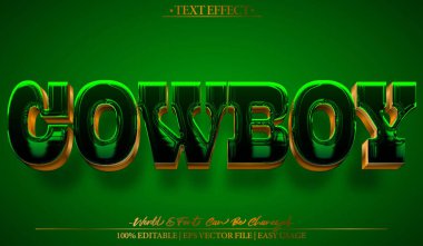  Kovboy Teksas Batı Çiftliği Vahşi Batı Sarı Vektör Metin Efekti