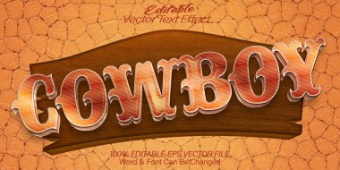 Kovboy Vektör Metin Efekti Düzenlenebilir Alfabe Batı Çöl Sahili