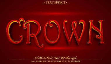 Crown Vector Metin Efekti Düzenlenebilir Alfabe Zarafeti Zafer Presti
