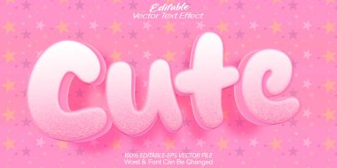  Şirin Vektör Metin Efekti Düzenlenebilir Alfabe Pembe Çocuklar Mutlu Şekerler