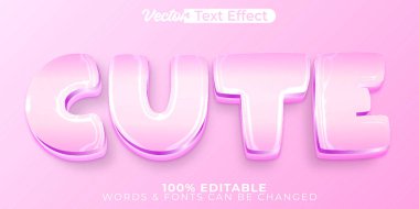 Şirin Vektör Metin Efekti Düzenlenebilir Pembe Bebek Komikliği